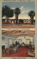 El Camino Motel, Riverside CA - Lounge, Orange Grove View California Postcard Postcard Postcard