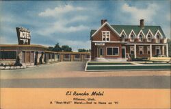 El Rancho Motel, Fillmore, UT - Linen Postcard Utah Postcard Postcard