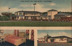 Casa Mateo Inn, San Mateo, CA - Linen Postcard Postcard