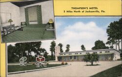 Thompson's Motel, 5 Miles North of Jacksonville, Florida Postcard