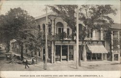 Peoples Bank and Palmetto Five and Ten Cent Store, Georgetown, SC Postcard