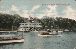 IVY Club House on the Illinois River, Peoria, Illinois Postcard