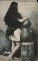 Native Hawaiian Woman with Hula Drum, Honolulu Postcard Postcard Postcard