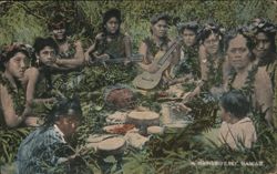 Native Hawaiian Feast with Music and Food Postcard