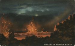 Volcano of Kilauea, Hawaii at Night Hawai‘i Volcanoes National Park Postcard Postcard Postcard