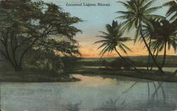 Coconut Lagoon, Hawaii at Sunset Postcard