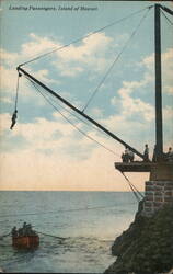 Landing Passengers by Crane, Island of Hawaii Postcard