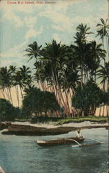 Coconut Island, Hilo, Hawaii with Outrigger Canoe Postcard Postcard Postcard