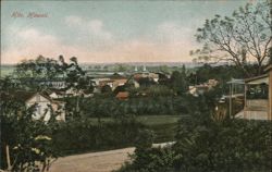 Hilo, Hawaii: Panoramic Town View with Church Spire Postcard