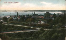 Hilo Harbor, Hawaii: Panoramic View with Bridge and Ships Postcard Postcard Postcard