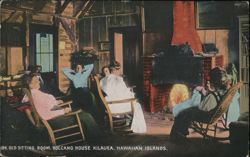 Volcano House Sitting Room, Kilauea, Hawaii Postcard