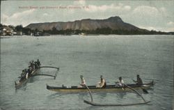 Waikiki Beach & Diamond Head, Honolulu Hawaii Postcard Postcard Postcard