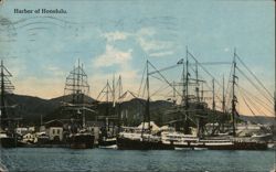 Honolulu Harbor with Ships and Mountain View Hawaii Postcard Postcard Postcard