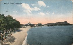 Waikiki Beach, Honolulu: Serene Sunset View with Diamond Head Postcard