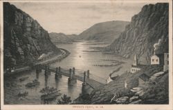 Japanese Harper's Ferry, WV: Scenic View of Potomac River Bridge and Town Postcard