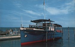 Gadfly III Tour Boat at Bell Tower Dock, Chautauqua Lake New York Postcard Postcard Postcard