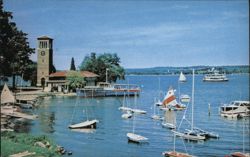 Chautauqua Lake with Bell Tower and Chautauqua Belle Steamboat New York Thomas Photography Postcard Postcard Postcard