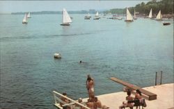 College Club Beach, South Shore, Chautauqua Lake New York Postcard Postcard Postcard