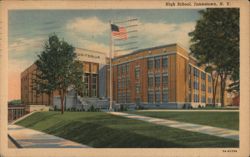 Jamestown High School Auditorium with American Flag New York Postcard Postcard Postcard