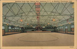 Skaterland Roller Rink Interior, Celoron Park, Jamestown, NY Postcard