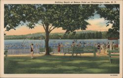 Bemus Point Bathing Beach on Chautauqua Lake, New York Postcard