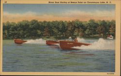 Motor Boat Racing at Bemus Point, Chautauqua Lake Postcard