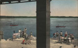 Bathing Beach from Pier Club, Chautauqua Lake, NY Postcard