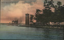 Miller Bell Tower & Steamship at Sunset, Chautauqua, NY New York Postcard Postcard Postcard