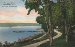 Lake Drive on Lake Chautauqua with Steamboat Postcard