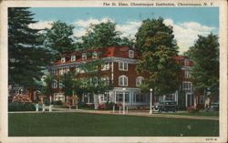 St. Elmo Chautauqua Institution, Red Brick Building & Car New York Postcard Postcard Postcard