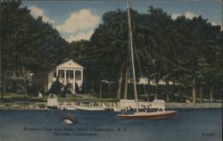 Women's Club and Shore Drive on Lake Chautauqua, New York Postcard