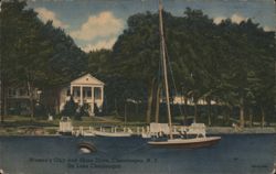 Women's Club and Shore Drive on Lake Chautauqua, New York Postcard