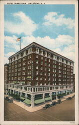 Hotel Jamestown, NY - Brick Facade, Green Awnings New York Postcard Postcard Postcard