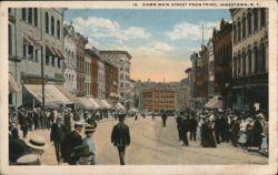 Downtown Jamestown NY Main Street from Third Street Postcard