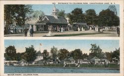 Celoron Park Entrance and Waterfront, Chautauqua Lake, NY New York Postcard Postcard Postcard