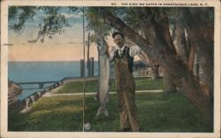 Man with Large Fish, Chautauqua Lake, NY Postcard