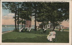 Miller Park, Chautauqua Institution with Miller Bell Tower Chautauqua Lake, NY Postcard Postcard Postcard