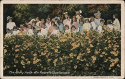 Story Hour at Redpath Chautauqua, Children Gathered by Flowers Postcard