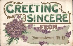 Greeting Sincere from Jamestown, NY - Purple Flowers New York Postcard Postcard Postcard