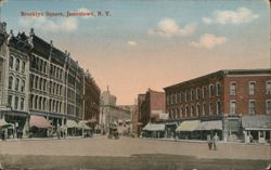 Brooklyn Square, Jamestown NY - Horse-Drawn Carriages & Businesses New York Postcard Postcard Postcard