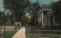 North Main Street, Jamestown NY - Grand Home with Columns New York Postcard Postcard Postcard