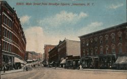 Main Street View from Brooklyn Square, Jamestown, NY Postcard