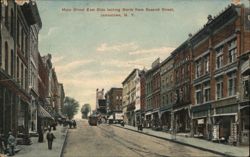 Main Street East Side Looking North from Second Street, Jamestown NY Postcard