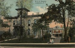 W.C.A. Hospital Jamestown NY with Children and Carriage Postcard