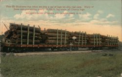 Log-Loaded Rail Car, Warren Ross Lumber Co. Postcard