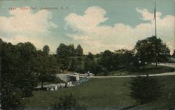 Allen Park, Jamestown NY - Lush Greenery and Families Enjoying the Day New York Postcard Postcard Postcard