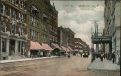 Third Street Scene with Trolley, Jamestown NY New York Postcard Postcard Postcard