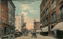 Second Street Looking West, Jamestown NY New York Postcard Postcard Postcard