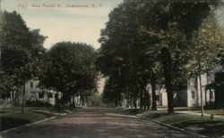 Tree-Lined East Fourth Street in Jamestown, NY New York Postcard Postcard Postcard