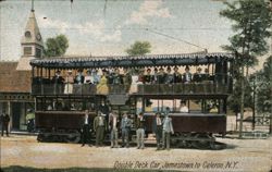 Double Deck Trolley Car, Jamestown to Celoron NY Postcard